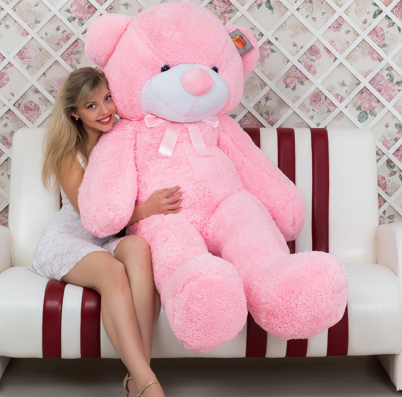 Плюшевий Мішка 2 метри рожевий в Подарурок. Великий Плюшевий Ведмідь 200 см, велика м'яка іграшка Плюшевий.