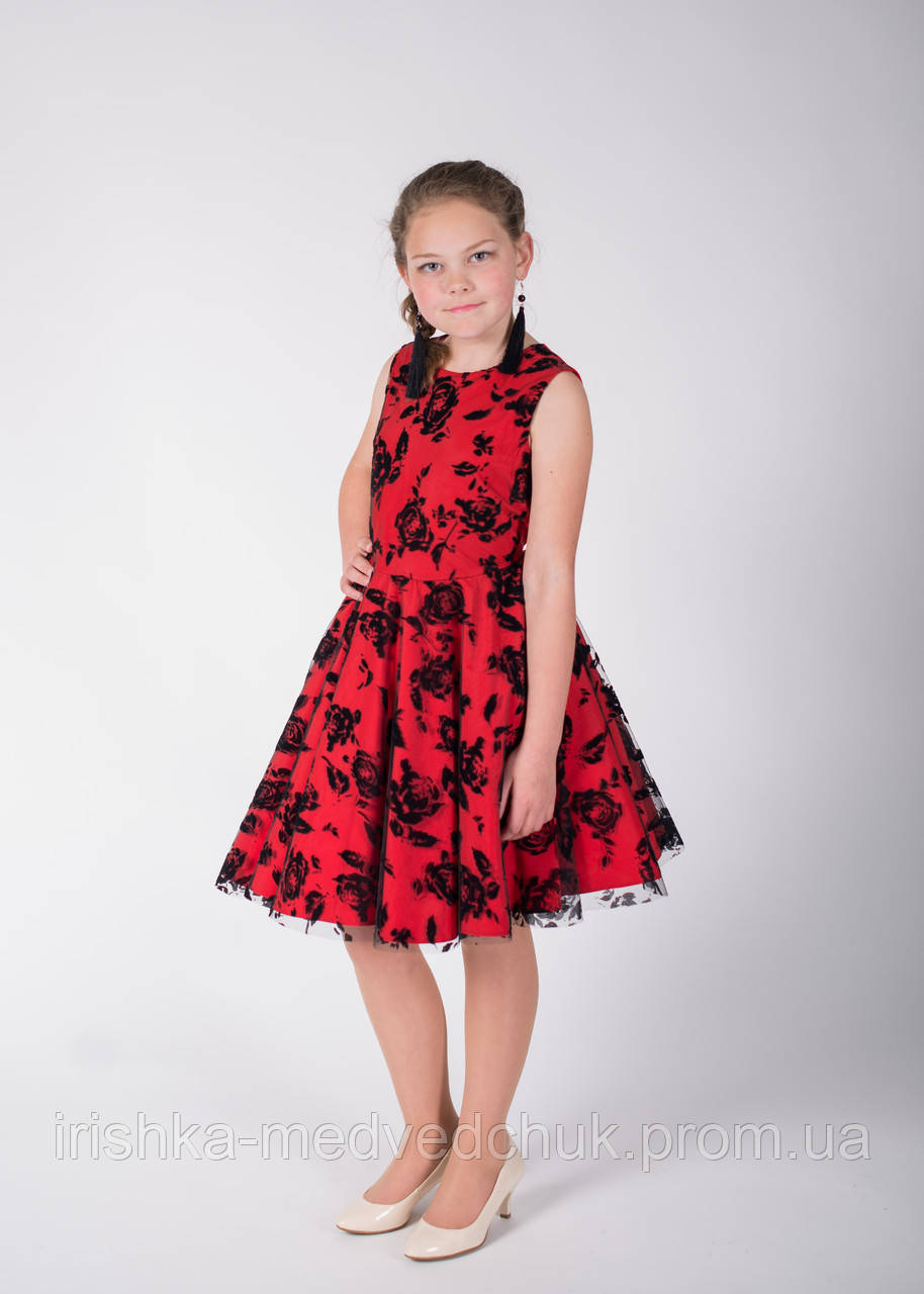 Сукня Nadine c спідницею сонце Red Rose 140 см Червоний