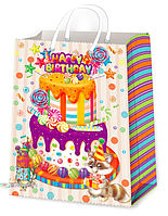 Подарунковий пакет Універсальний "Торт, Happy Birthday" 44 х 32 х 11 см