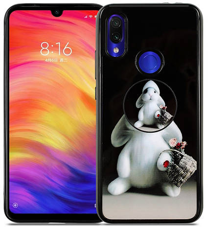 Чохол-накладка Попсокет DEF для Xiaomi Redmi 7 Pop Up Stand Білий Заєць (477407), фото 1