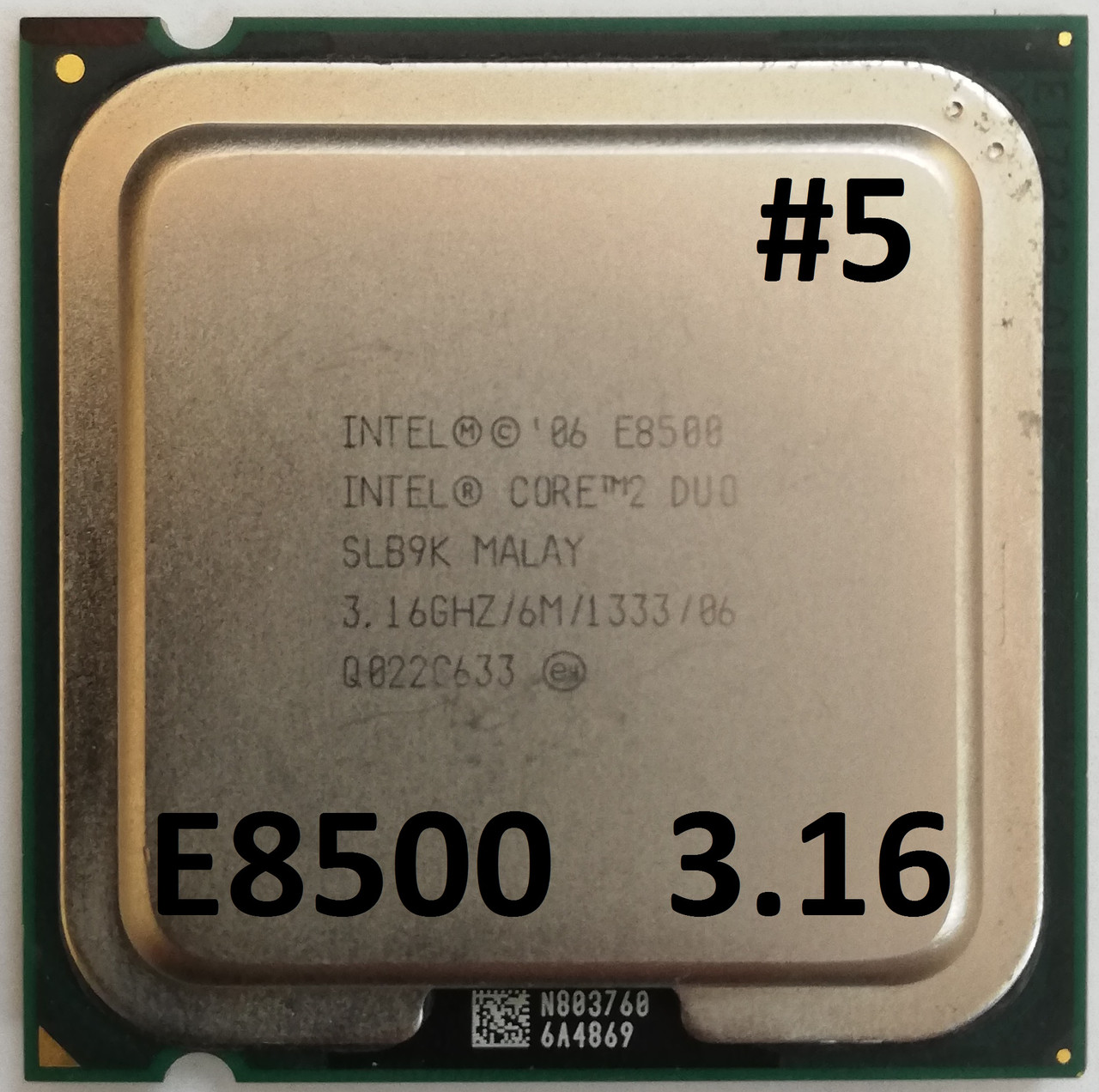 Процессор ЛОТ #5 Intel Core 2 Duo E8500 E0 SLB9K 3.16 GHz 6 MB Cache 1333 MHz FSB Socket 775 Б/У, фото 1