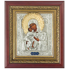 Ікона з срібла "Богоматір Феодорівська" з позолотою 430х380мм