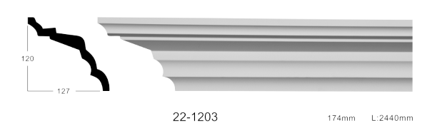 Карниз стельовий гладкий Classic Home 22-1203, ліпний декор з поліуретану
