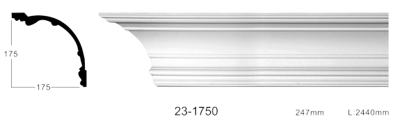 Карниз стельовий гладкий Classic Home 23-1750, ліпний декор з поліуретану