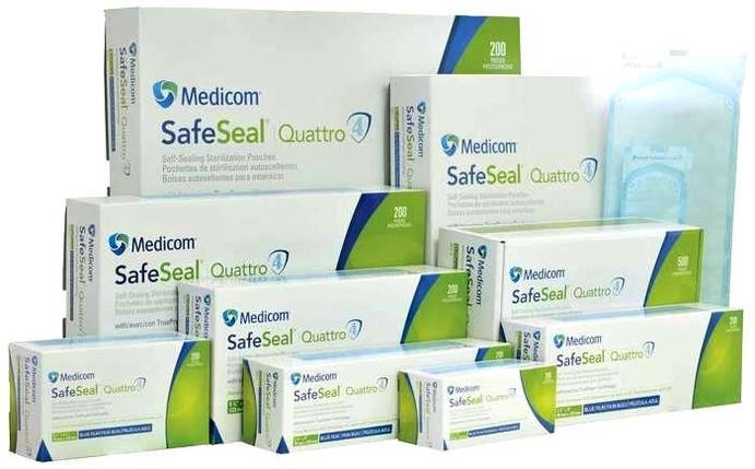 Пакети для стерилізації 254х356, самоклейні (200шт/пач) Medicom, фото 2