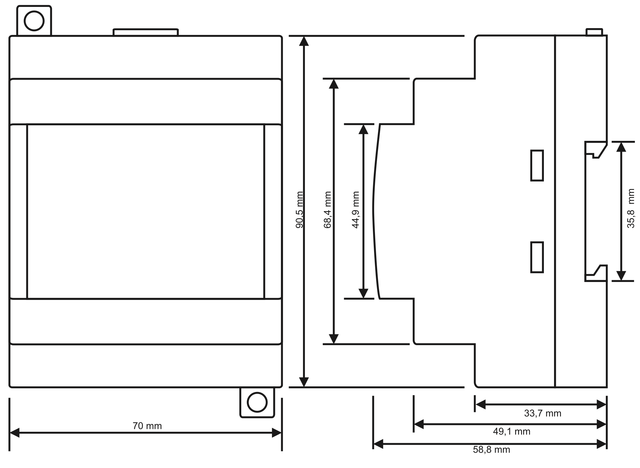 габаритные размеры EM-06DIN габаритные размеры EM-06DIN