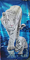 Пляжное полотенце велюр-махра 70х140 см Белый тигр