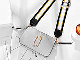 Сумка жіноча Camera Bag у стилі Marc Jacobs з 2 плечовими ремінцями (срібляста), фото 2