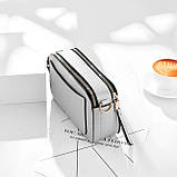 Сумка жіноча Camera Bag у стилі Marc Jacobs з 2 плечовими ремінцями (срібляста), фото 7