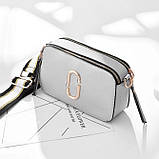Сумка жіноча Camera Bag у стилі Marc Jacobs з 2 плечовими ремінцями (срібляста), фото 3