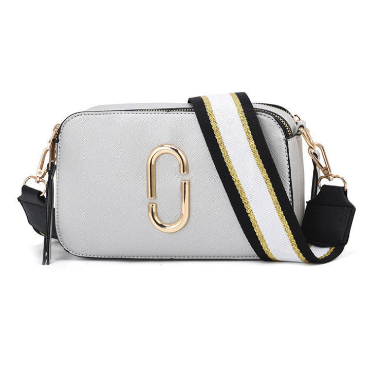 Сумка жіноча Camera Bag у стилі Marc Jacobs з 2 плечовими ремінцями (срібляста), фото 1