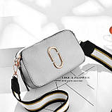 Сумка жіноча Camera Bag у стилі Marc Jacobs з 2 плечовими ремінцями (срібляста), фото 4