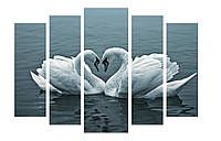 Модульная картина Пара белых лебедей 120х80 см