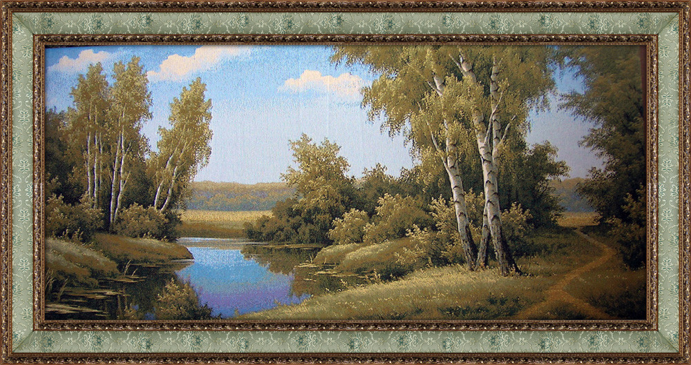 Пейзаж гобеленова картина для інтер'єру Березовий край 104х184 см