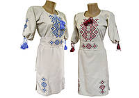 Модне вишите жіноче плаття середньої довжини «Святкова»