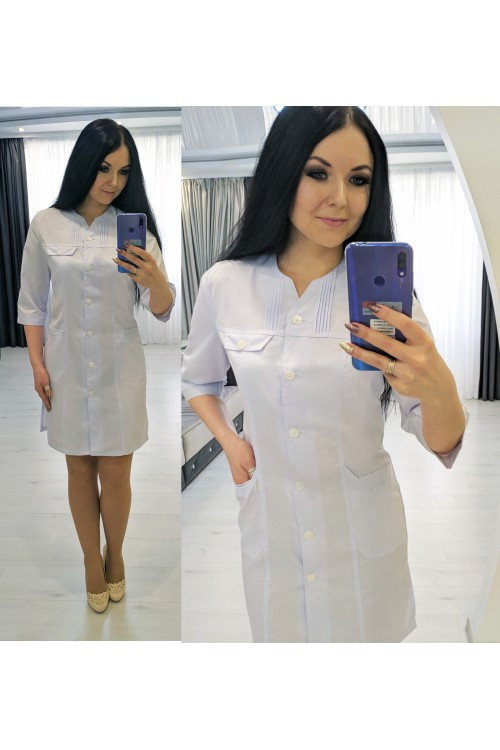 Медичний халат 3136 (коттон, білий, р. 42-60) Хелслайф, фото 1