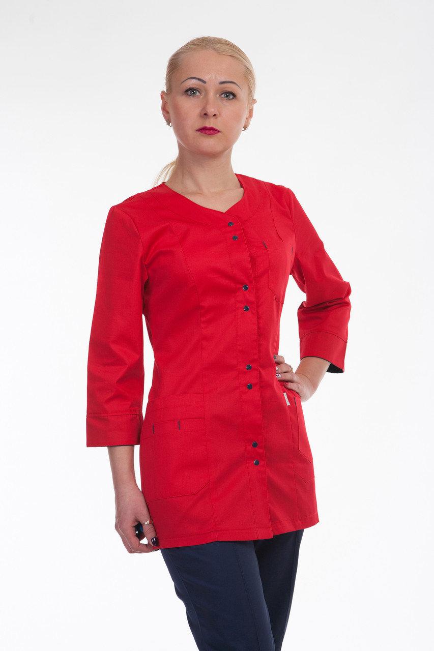 Медичний костюм 3232 (коттон, червоний, темно-синій, р. 42-60) Хелслайф