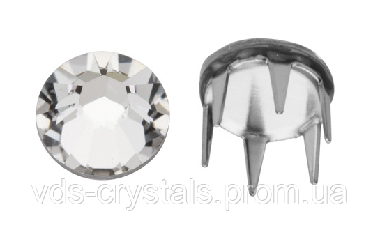 Камені в срібних цапах шипах Swarovski 53303 пришивні Crystal