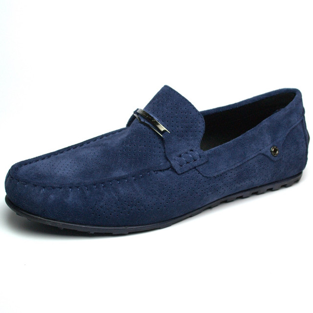 Літні мокасини сині замшеві з перфорацією чоловіче взуття Rosso Avangard ETHEREAL Cross Sapphire