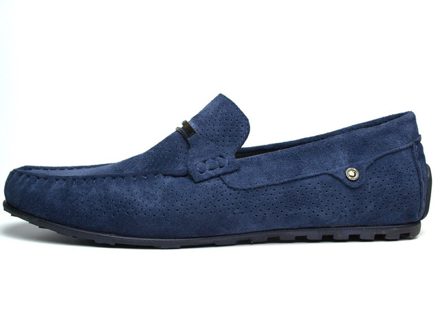Літні мокасини сині замшеві з перфорацією чоловіче взуття Rosso Avangard ETHEREAL Cross Sapphire