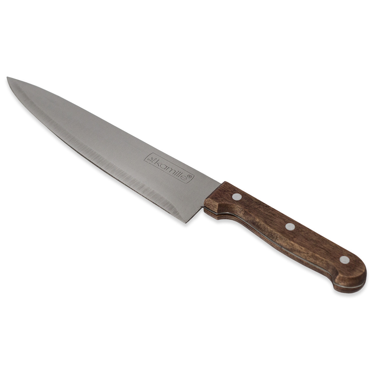 Нож кухонный Kamille "Шеф-повар" из нержавеющей стали с деревянной ручкой