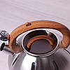 Чайник Kamille 3л з нержавіючої сталі зі свистком і скляною кришкою, фото 6