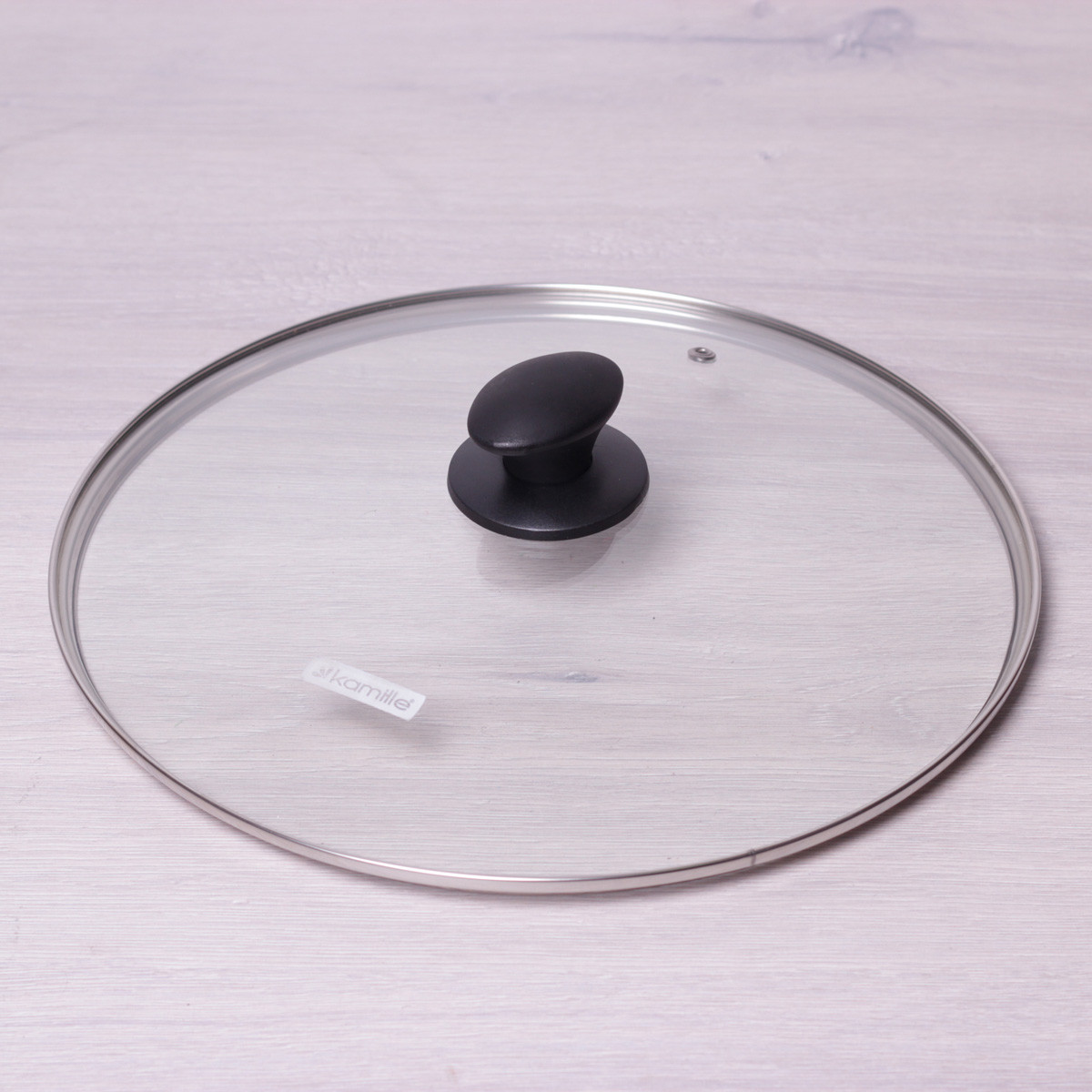 Кришка скляна Kamille Ø30см з металевим обідком, фото 1