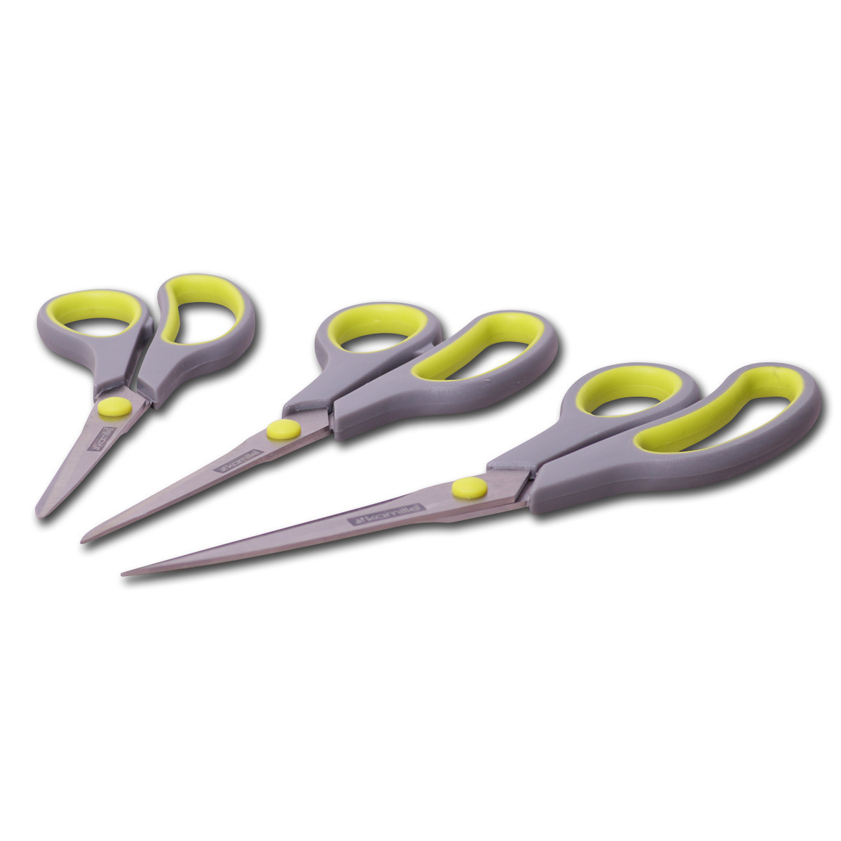 Ножиці універсальні 3пр. з нержавіючої сталі з пластиковими ручками (19.2 см; 21.5 см; 24.5 см)