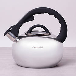 Чайник Kamille 2.8 л з нержавіючої сталі зі свистком і скляною кришкою