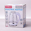 Чайник електричний Kamille 1.5 л з синім LED-підсвічуванням і сталевими декоративними вставками, фото 5