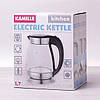 Чайник електричний Kamille 1.7 л з синім LED-підсвічуванням і сталевими декоративними вставками, фото 5