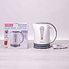 Чайник електричний Kamille 1.8 л пластиковий (білий з сірим), фото 2