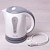 Чайник електричний Kamille 1.8 л пластиковий (білий з сірим), фото 3
