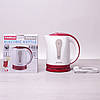 Чайник електричний Kamille 1.8 л пластиковий (білий з червоним), фото 2