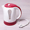 Чайник електричний Kamille 1.8 л пластиковий (білий з червоним), фото 3