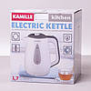 Чайник електричний Kamille 1.7 л пластиковий (білий з сірим), фото 4