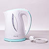 Чайник електричний Kamille 1.7 л електричний пластиковий (білий з бірюзовим), фото 2