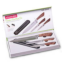 Набор кухонных ножей Kamille 4 предмета в подарочной упаковке (3 ножа+магнитный держатель)
