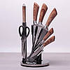 Набір кухонних ножів, ножиці і точилка Kamille 8 предметів на акриловій підставці, фото 3