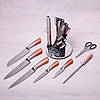 Набір кухонних ножів, ножиці і точилка Kamille 8 предметів на акриловій підставці, фото 4