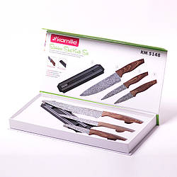 Набір кухонних ножів на магнітній смужці 4 предмета (3 ножа+тримач)