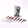 Набір кухонних ножів і ножиці на акриловій підставці 8 предметів (5 ножів+ножиці+точилка+підставка), фото 2