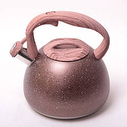 Чайник 2.8 л з нержавіючої сталі зі свистком і бакелітовою ручкою (коричневий, сірий, світло. сірий)