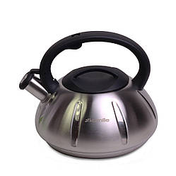 Чайник 3л з нержавіючої сталі зі свистком (чорна ручка)