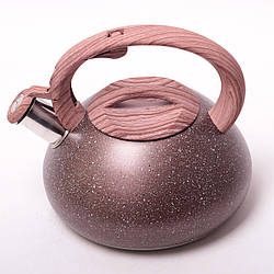 Чайник Kamille 2.5 л з нержавіючої сталі зі свистком і бакелітовою ручкою (коричневий, сірий, світло. сірий)