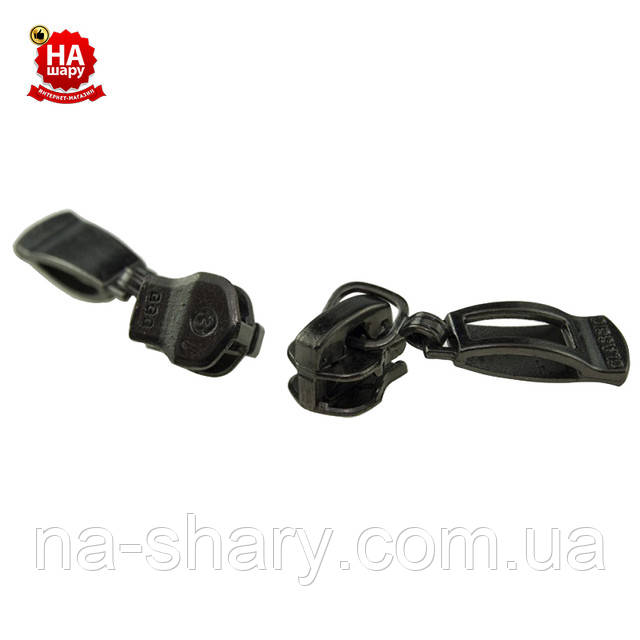 Бігунок на блискавку метал №3 чорний нікель Бігунок на блискавку метал №3 чорний нікель