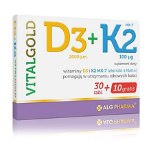 Вітаміни і Мінерали ALG Pharma K2 + D3+Ca VitalGold (40 таб)