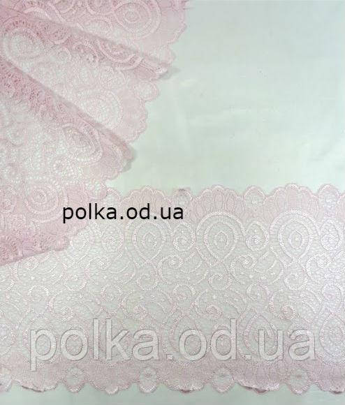 Стрейчевое кружево"арабеска",ширина 18см,цвет нежно розовый