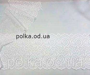 Стрейчевое мереживо"арабеска", ширина 18 см,колір білий (Туреччина)
