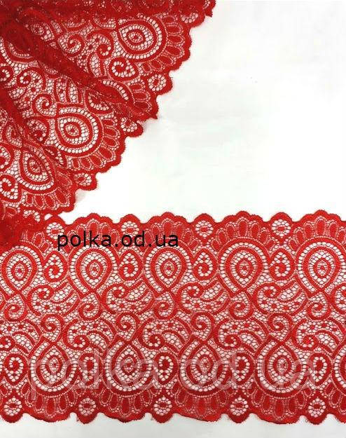 Стрейчевое мереживо"арабеска",ширина 18 см,колір червоний